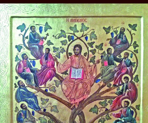 Eine Ikone: Jesus als Weinstock.