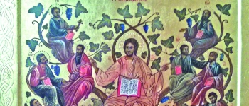 Eine Ikone: Jesus als Weinstock.