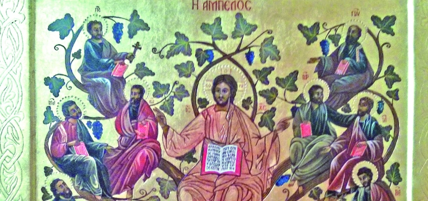 Eine Ikone: Jesus als Weinstock.