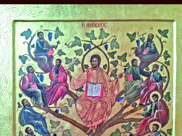 Eine Ikone: Jesus als Weinstock.