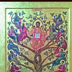 Eine Ikone: Jesus als Weinstock.