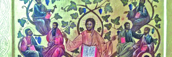 Eine Ikone: Jesus als Weinstock.