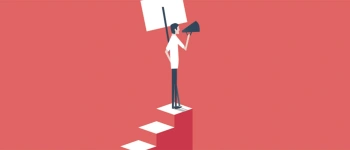 COURAGIERT STATT CORRECT. Es braucht Mut, sich nicht vorzuenthalten. Bild eines protestierenden Menschen.