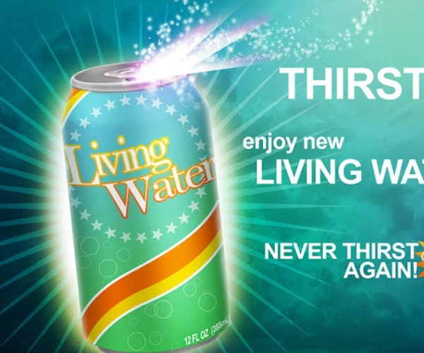 Eine Softdrink-Dose in einer Werbung. 