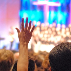 Eine Menschenmenge im Lobpreis