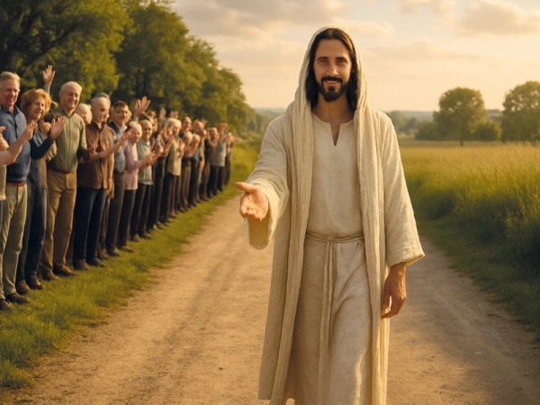 KI-generiertes Motiv von Jesus und der persönlichen Wolke der Zeugen von Matthias Casties