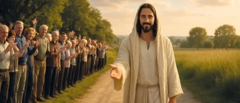 KI-generiertes Motiv von Jesus und der persönlichen Wolke der Zeugen von Matthias Casties