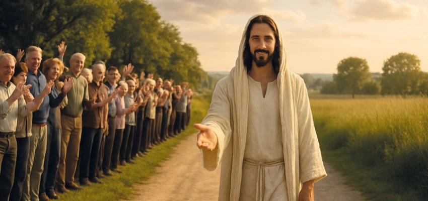 KI-generiertes Motiv von Jesus und der persönlichen Wolke der Zeugen von Matthias Casties