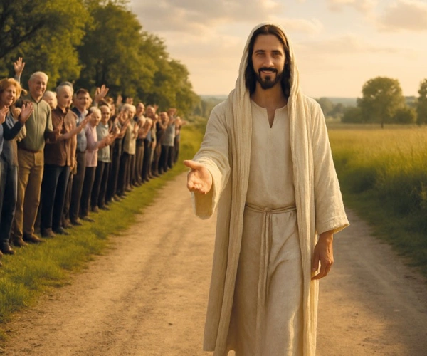 KI-generiertes Motiv von Jesus und der persönlichen Wolke der Zeugen von Matthias Casties