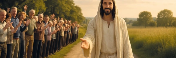 KI-generiertes Motiv von Jesus und der persönlichen Wolke der Zeugen von Matthias Casties