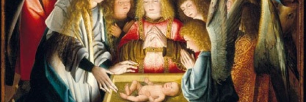 Jesuskind in der Krippe. Ölgemälde von 1515, Künstler unbekannt