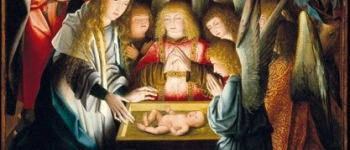 Jesuskind in der Krippe. Ölgemälde von 1515, Künstler unbekannt