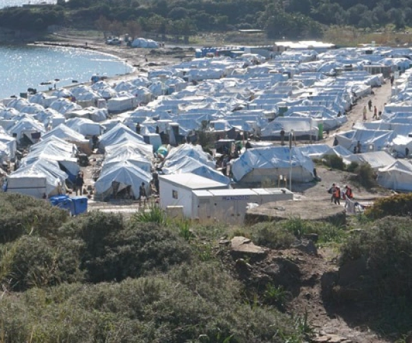 BIld von einem Flüchtlingscamp auf Lesbos