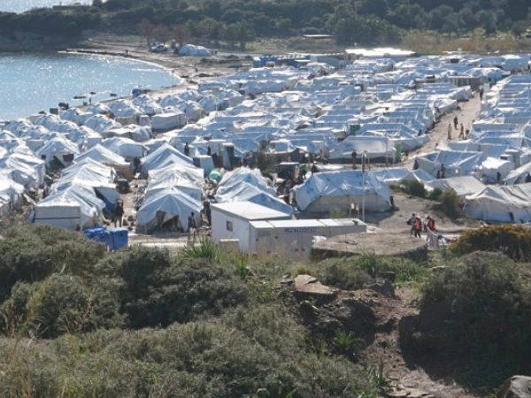 BIld von einem Flüchtlingscamp auf Lesbos