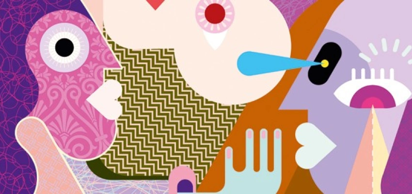 zwei abstrakte Personen die sich gegenseitig anschauen