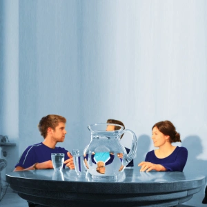 Die Perle im Gemurmel. Vom Gewinn der Aufrichtigkeit: Austausch – eine geistliche Übung. Bild von einem Tisch Gespräch.