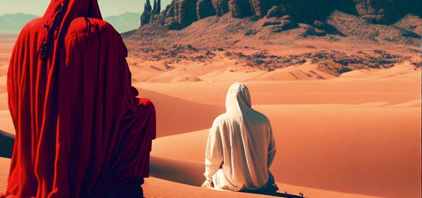 Zwei Personen in einer Wüstenlandschaft