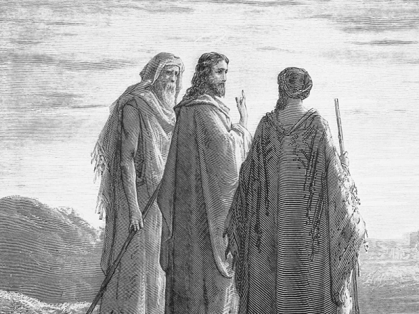 Jesus im Gespräch mit zwei Jüngern