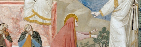 Maria von Magdala streckt ihre Hände nach dem auferstandenen Jesus aus.