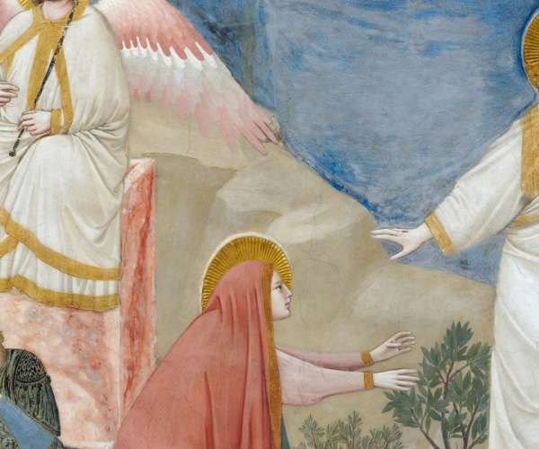 Maria von Magdala streckt ihre Hände nach dem auferstandenen Jesus aus.