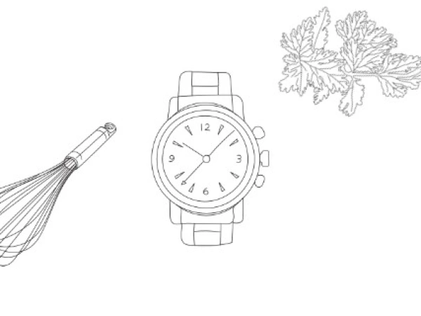 Bilderrahmen, Schneebesen, Uhr, Petersilie, Kühlschrank