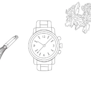 Bilderrahmen, Schneebesen, Uhr, Petersilie, Kühlschrank