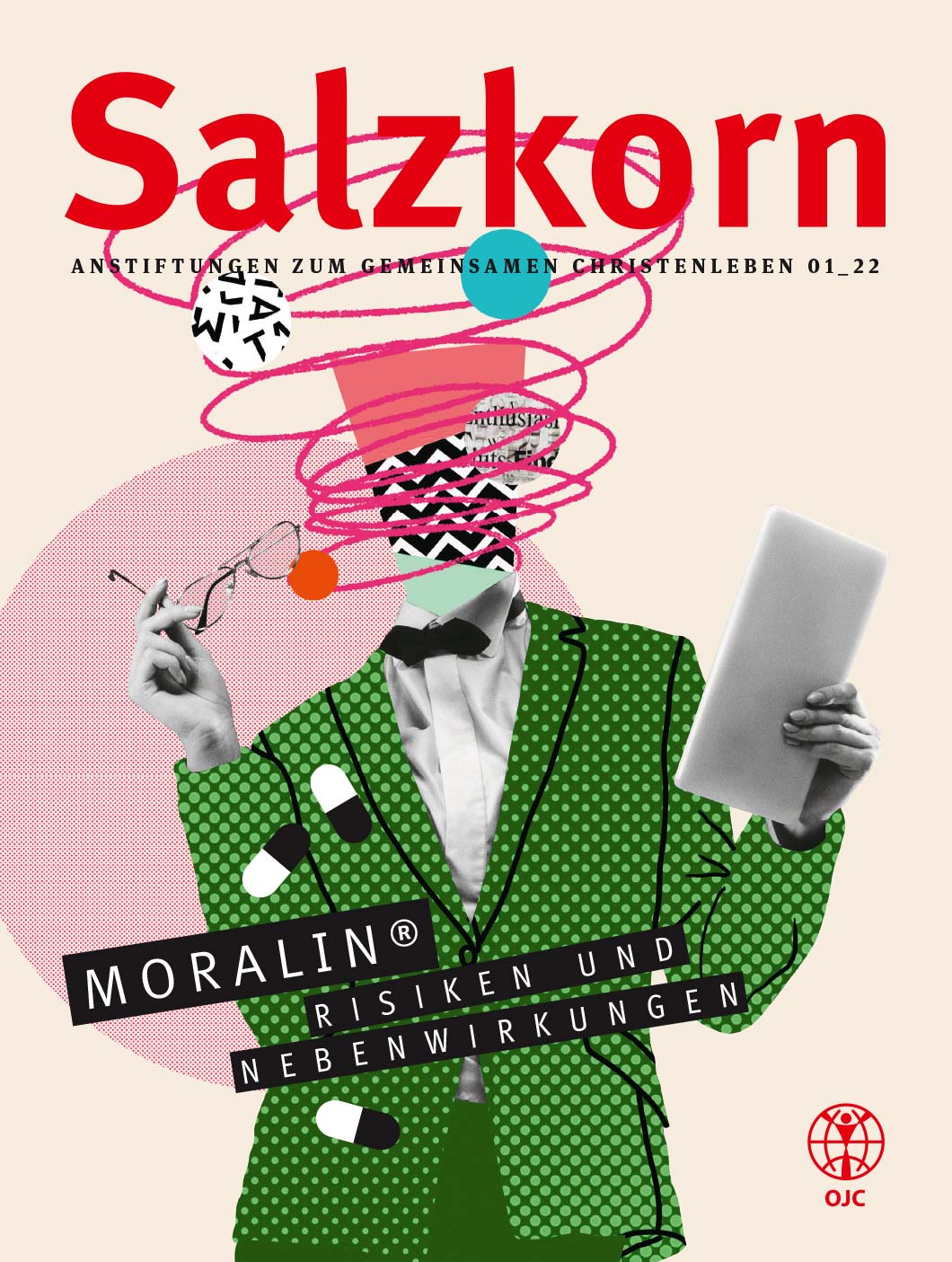 OJC-Salzkorn 2022, Magazin 1. Cover Design mit Pop Art Collage eines Kopflosen