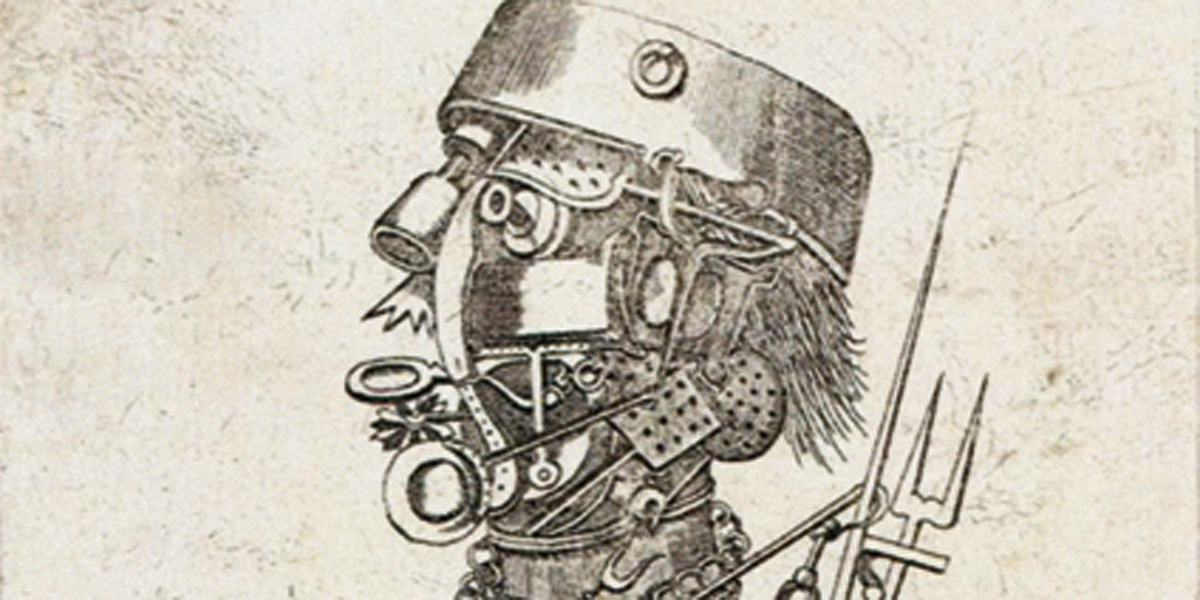 Giuseppe Arcimboldo (1527 – 1593) stellt in diesem Bild ein Wesen an der Grenze zwischen Mensch und Maschine dar