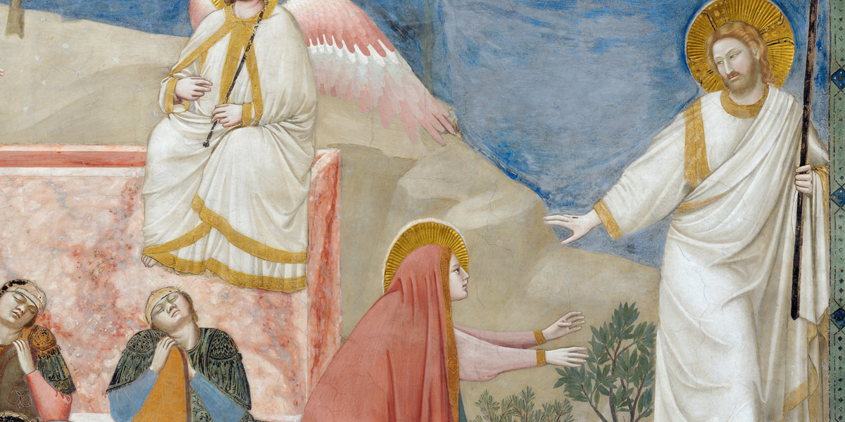 Giotto, Noli me tangere – Christus und Maria Magdalena um 1305, Fresko in der Capella di Scrovegni, Padua